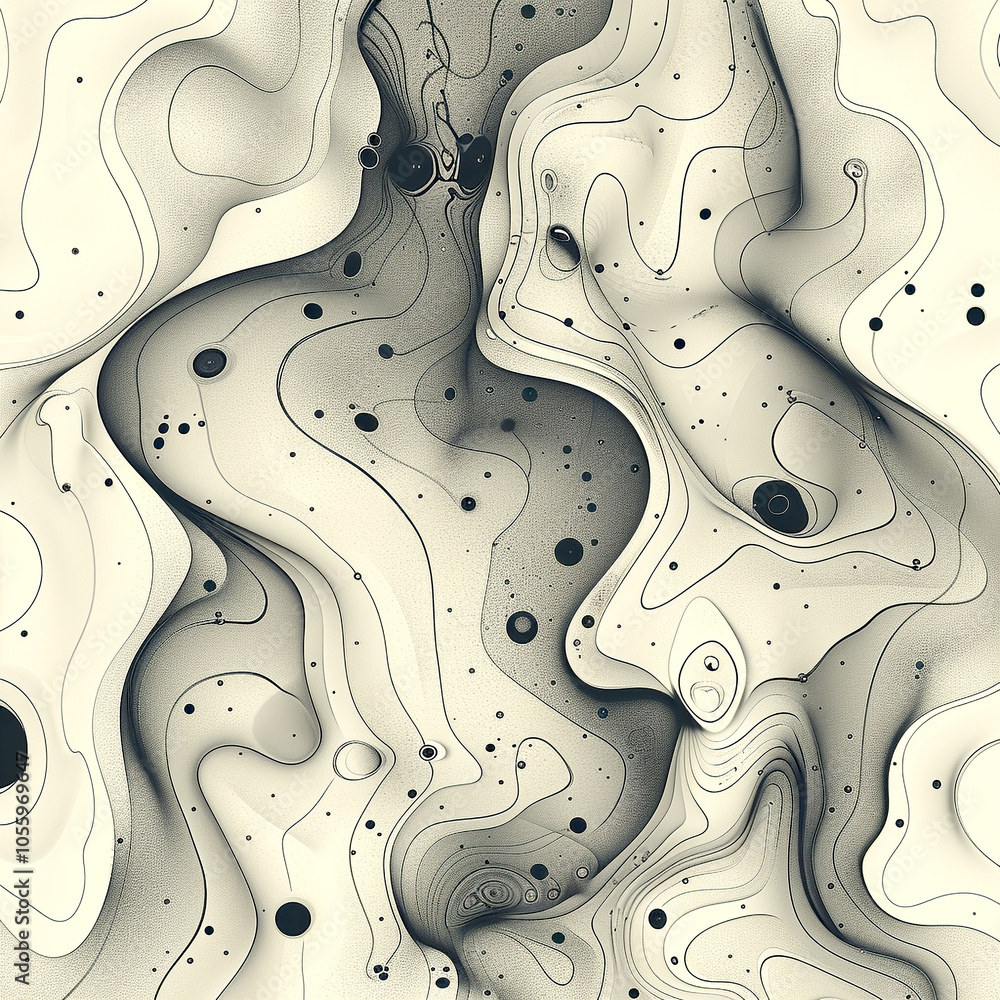 Poster Abstract black and white fluid patterns create a mesmerizing artistic expression