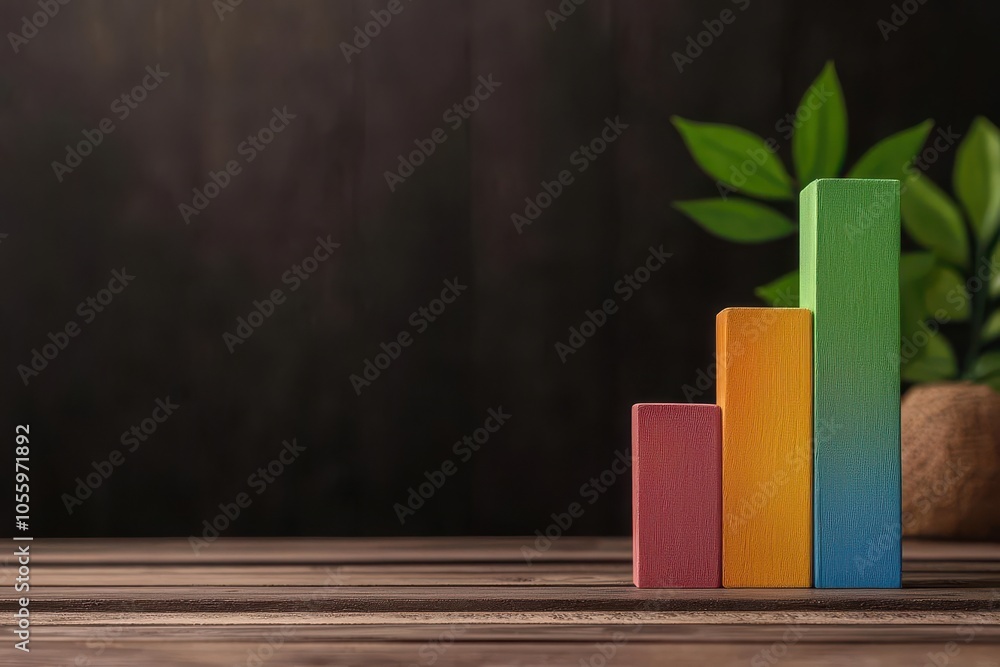 Poster artistic view of a bar graph with value, cost, and profit bars in different colors, symbolizing busi