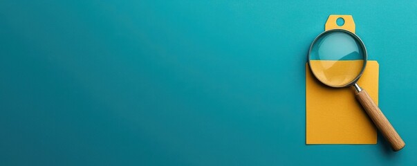 Closeup of a hand holding a magnifying glass over a price tag and profit analysis report, Price tag with profit analysis, Focused and detailed