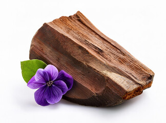 Violet flower isolated on white background. Violet and sandalwood isolated. Violet isolated. Violet  perfume flower, perfume flower oils, perfume essential flowers, violet perfume essential oils.