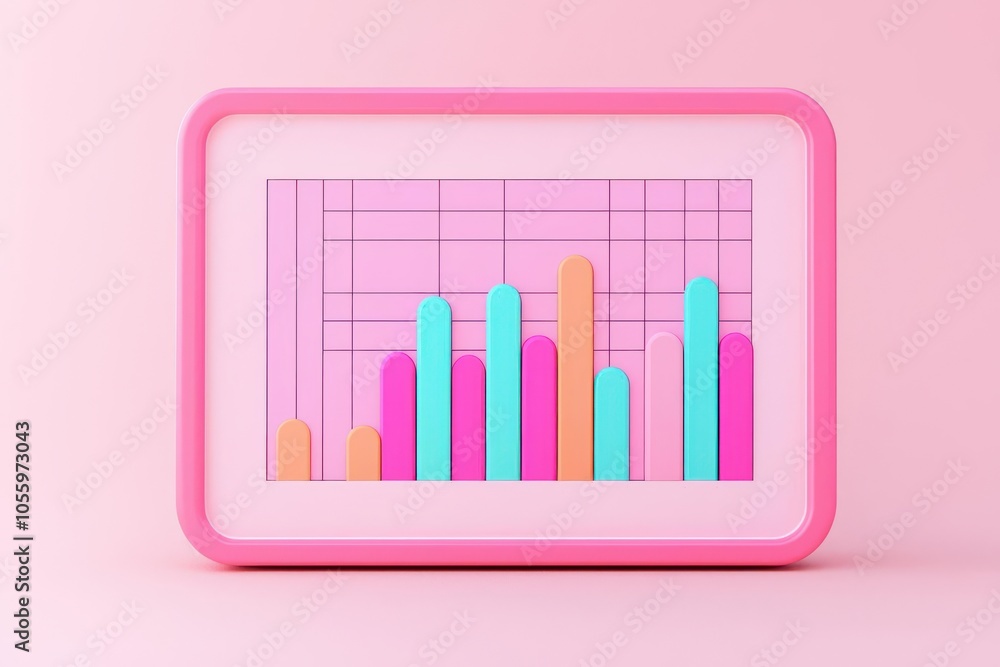 Poster 3d model of a visual portfolio overview with columns for price, value, and recent assessment scores,