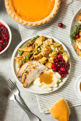 Thanksgiving Turkey Dinner Plate with Potatoes