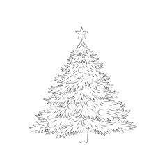 Christmas Tree Outline Illustration.