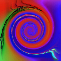 Gradient background top and bottom center red blue and green center waves wallpaper scratch circle wave