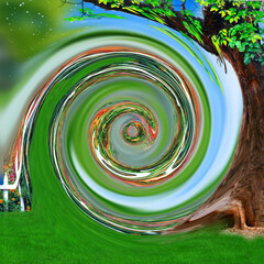 Gradient background top and bottom center white cyan and green wallpaper circle wave