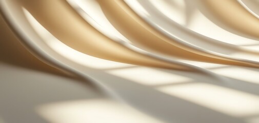 Fototapeta premium Soft beige and white fabric waves with natural light shadows on a smooth surface.