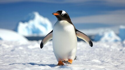 Gentle Penguin Walking on Snowy Landscape