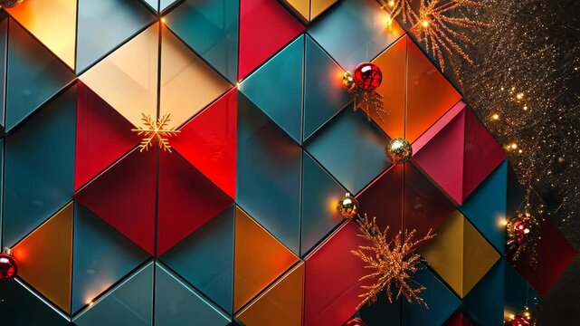 Geometric design of a Christmas advent calendar, with each door forming a part of a larger symmetrical pattern. . Video
