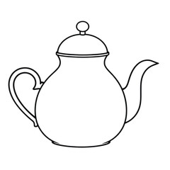 Fototapeta premium a black and white line drawing of a teapot. It is a kettle with a spout and a lid on top