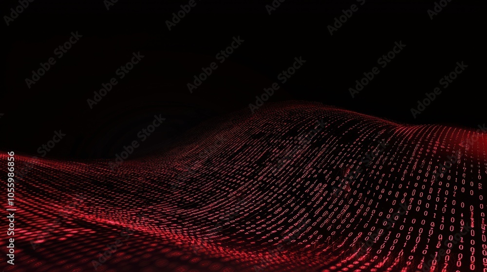Aufkleber a red wave of code is displayed on a black background