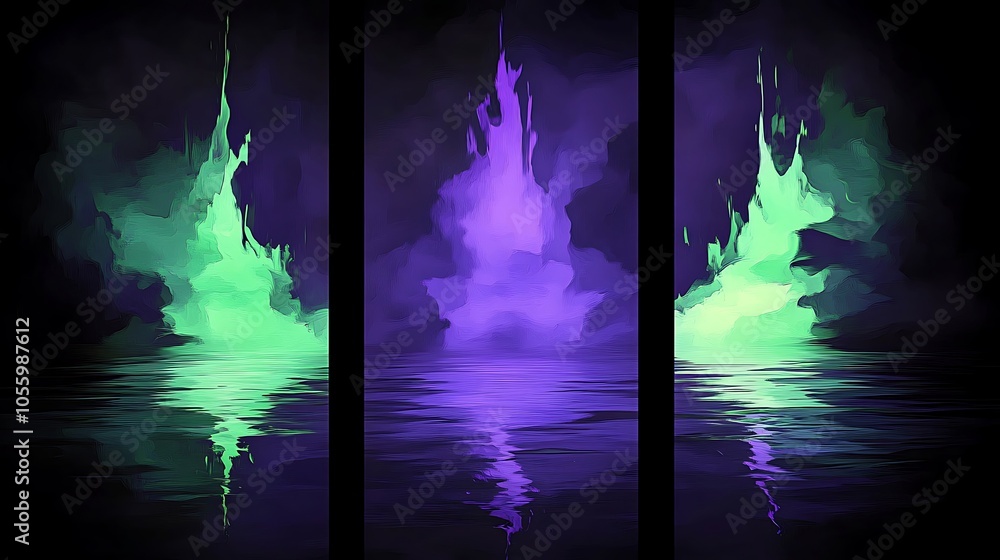 Poster mesmerizing aurora light show in abstract style