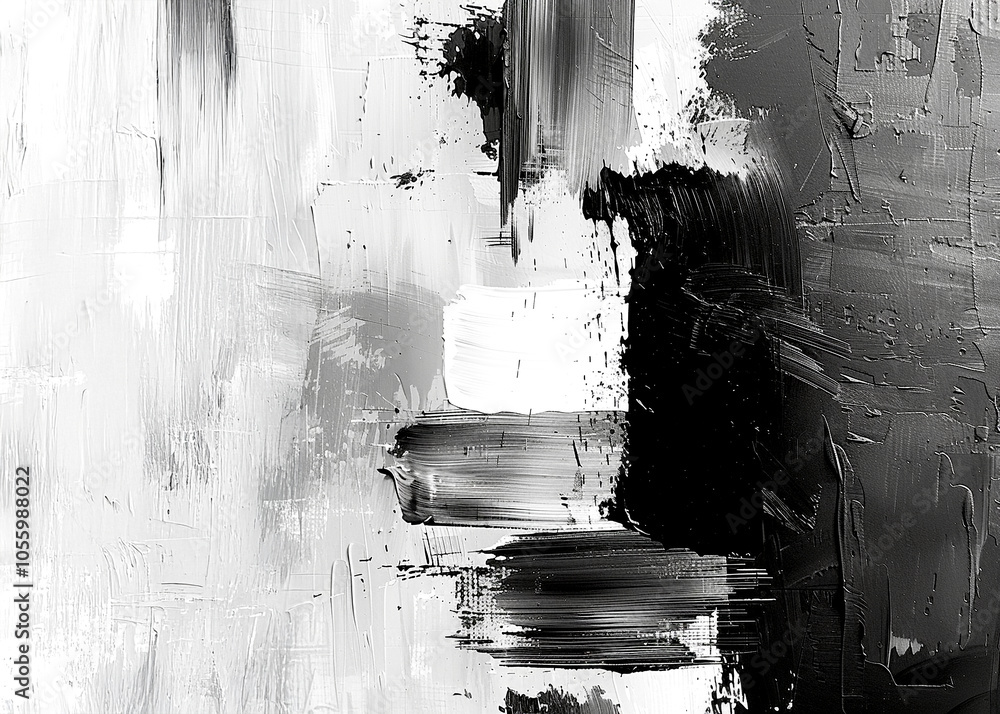 Poster monochromatic abstraction with bold strokes capturing the essence of emotion and contrast