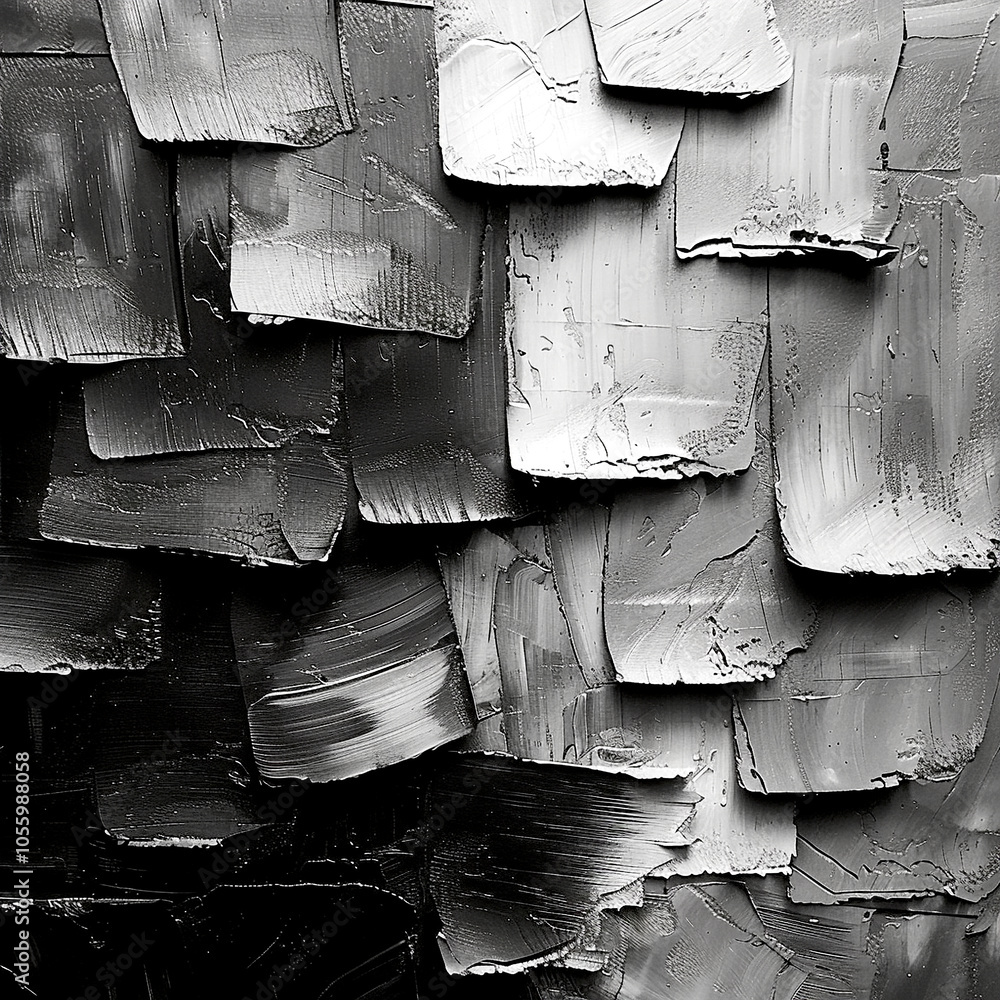 Poster textured layers of monochrome paint create an abstract masterpiece on canvas