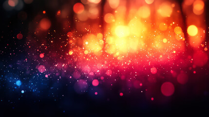 Colorful abstract background of glowing lights and bokeh effects resembling a mesmerizing fire dance during nighttime