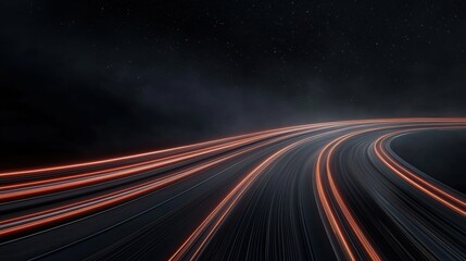 A highway with a bright orange line on it