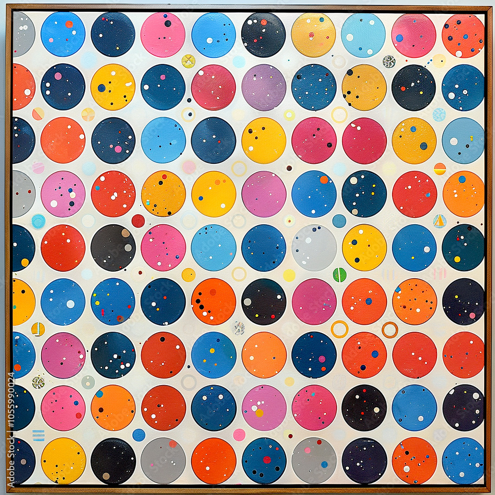 Poster vibrant circles create an energetic abstract artwork in a lively setting