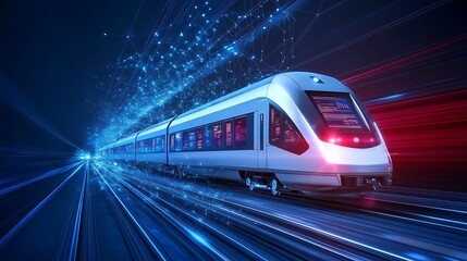 Fototapeta premium Dynamic Futuristic Train Illustration in Motion
