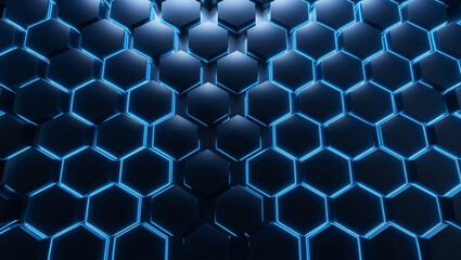 Blue hexagonal grid with a luminous sci-fi futuristic theme