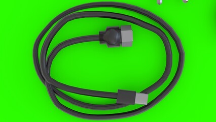 connectors and cables with green background