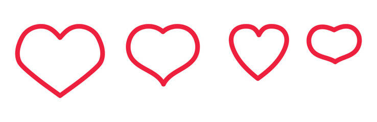 vector illustration of  red heart icon love set