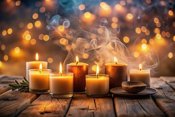 Warm Glow of Burning Scented Candles for Relaxation and Home Decor