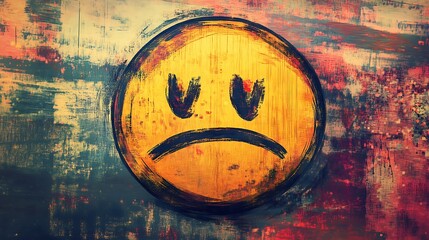 Colorful Sad Face Illustration in Collage Style