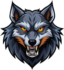 Aggressive Wolf Head Vector with Intense Expression