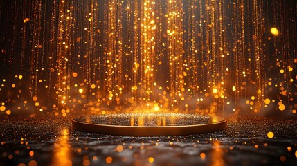 Obraz premium Podium stage Gold black display for award or products with background glitter lighting 