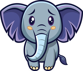 Sad Baby Elephant Vector Design