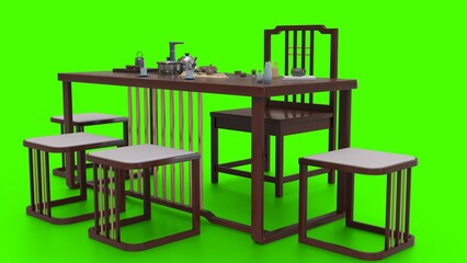 chinese style tea table green background