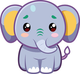 Sad Baby Elephant Vector Design
