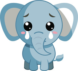 Sad Baby Elephant Vector Design