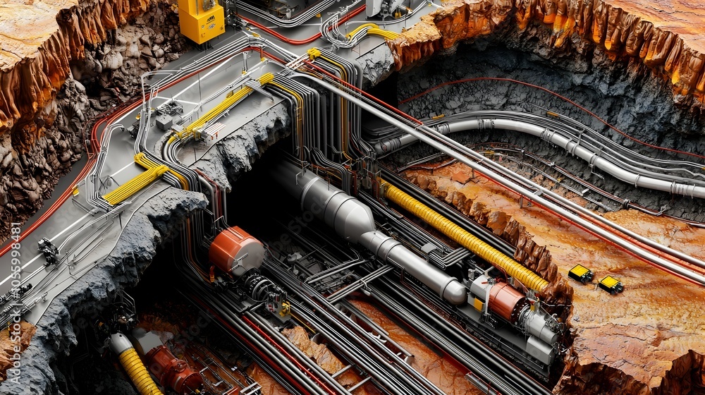 Leinwandbilder cross section diagram depicting the intricate flow of an international oil pipeline system showcasin
