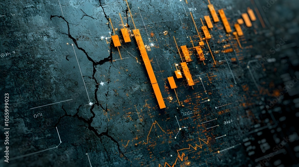 Poster dramatic exchange rate chart with a gold line soaring upward and a currency line plummeting downward