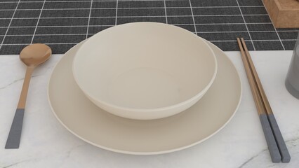 simple dining table with white background