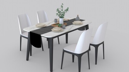 simple dining table with white background