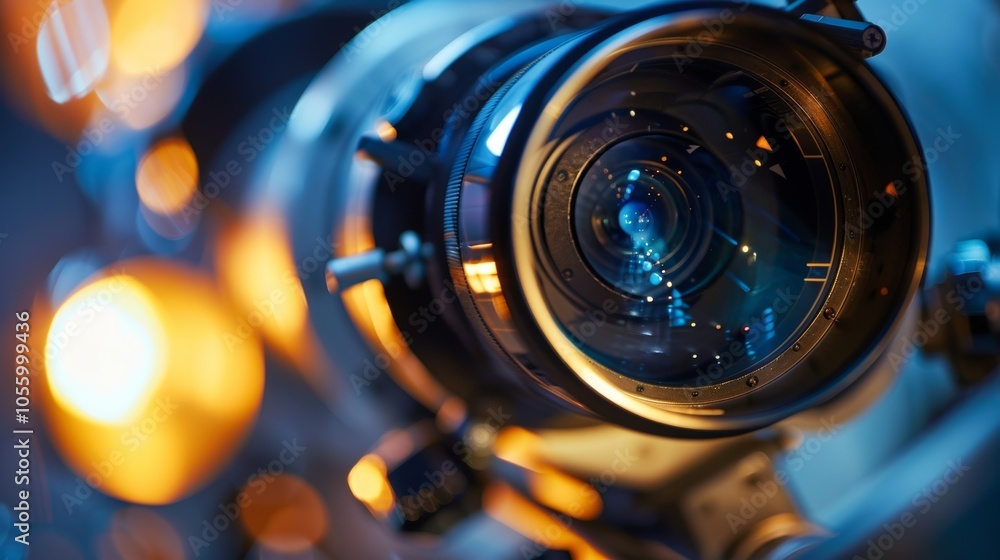 Poster a closeup of a telescope eyepiece highlighting its intricate lens and ability to magnify faroff cele