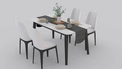 simple dining table with white background