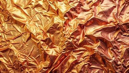 Shiny pink gold or copper abstract background with creases