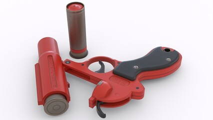 flare gun and ammo with white background