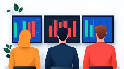 Creators analyzing current digital trends on multiple devices, modern minimalist office, soft neutral tones, content creators  capabilities, trend awareness