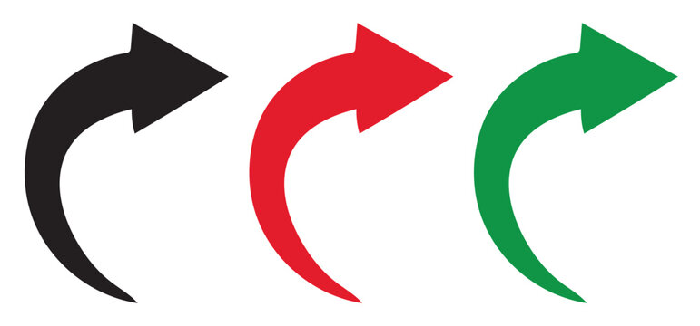 Black and red curved arrows set with directional icons