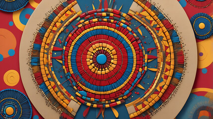 Maasai Beadwork-Inspired Abstract Background with Vibrant Circular Patterns