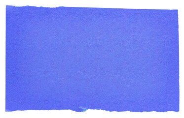 Obraz premium Blue isolated cut out torn piece of blank paper note cardboard with texture and copy space for text, transparent png background design element 
