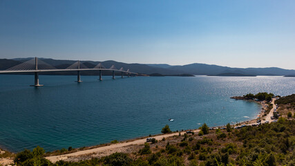 Pelješac Bridge connecting mainland to Pelješac Peninsula in Croatia