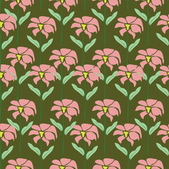 Seamless pattern with floral motifs. Vector illustration.