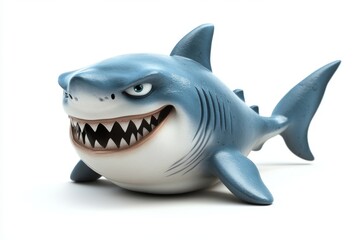 Cartoon Shark Character 3D Render Isolated White Background