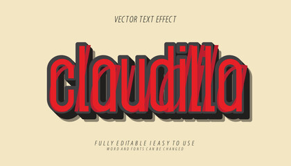 Claudilla Fully Editable 3D Vector Text Effect