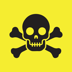 Danger skull sign icon on Yellow background