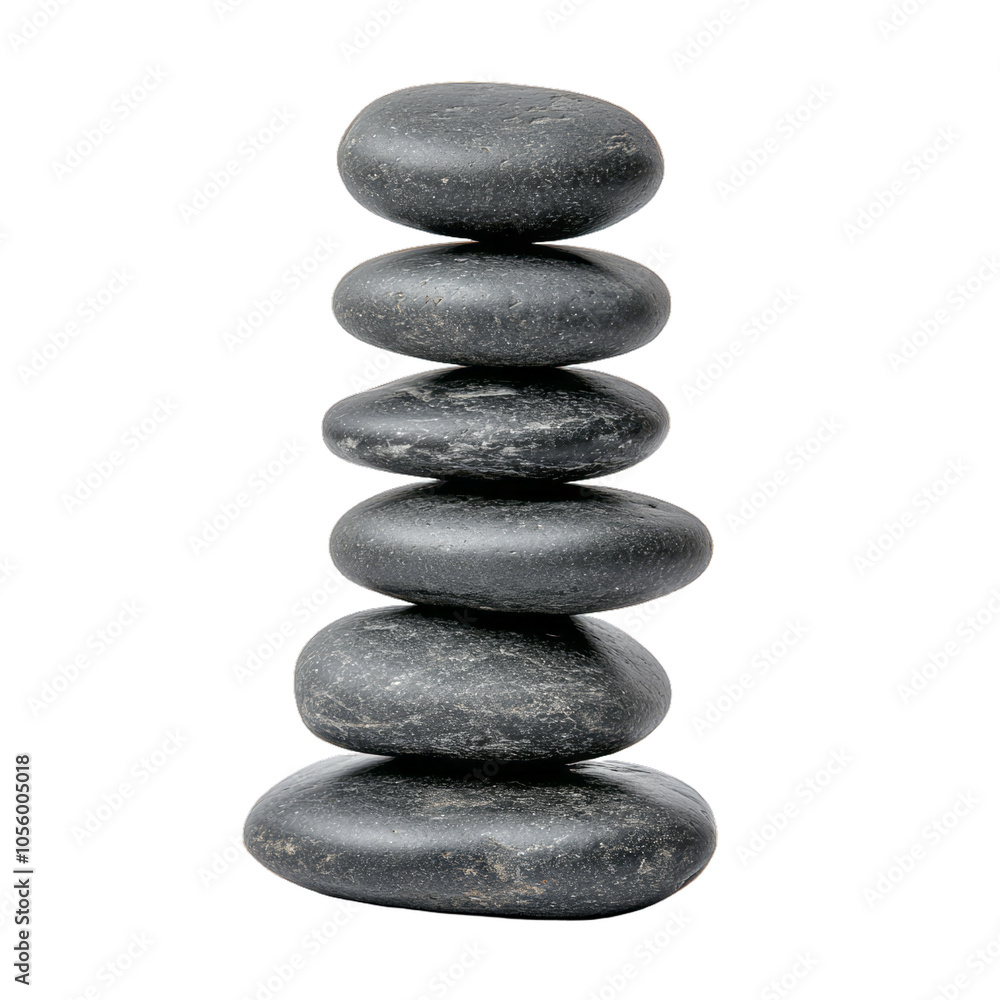 Poster balanced stack of smooth rounded stones in varying sizes and shades of gray carefully placed to form